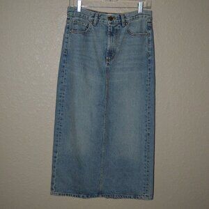 NWT $368 Sz 26  The Great. Blue Denim Column Midi Skirt
